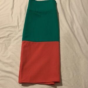 LuLaRoe Green and Coral Pencil Skirt